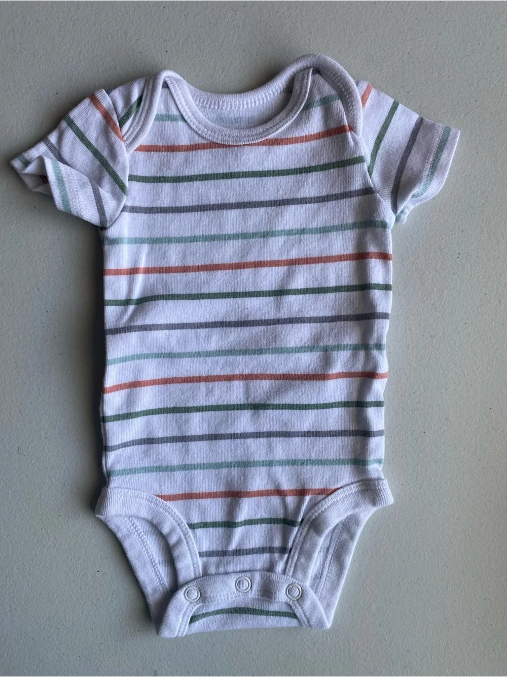 Newborn Striped Short Sleeve Bodysuit Rust Sage Green
